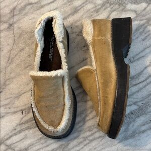 Nine West loafers light brown suede chunky rubber sole slip on loafers  7.5